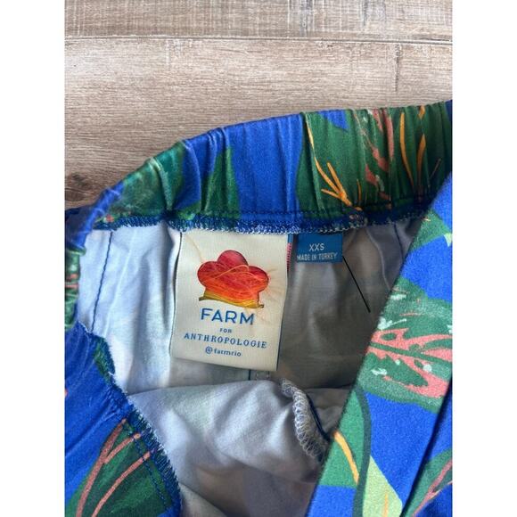 Farm Rio x Anthropologie Ruched Mini Skirt Blue XXS - Picture 3 of 4